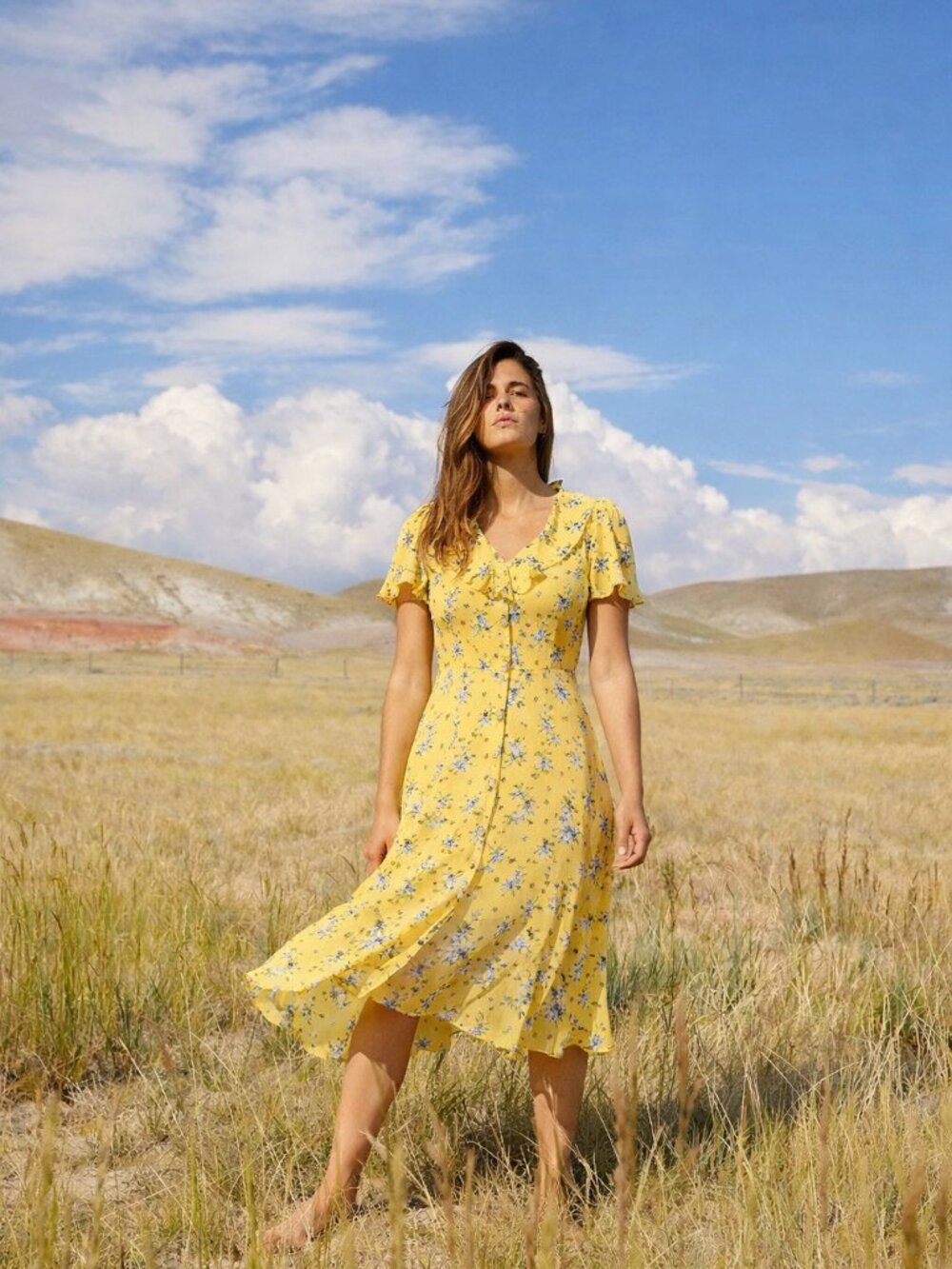 Christy Dawn The Daisy Dress in Lemon Orchard Size Small Yellow Floral Midi